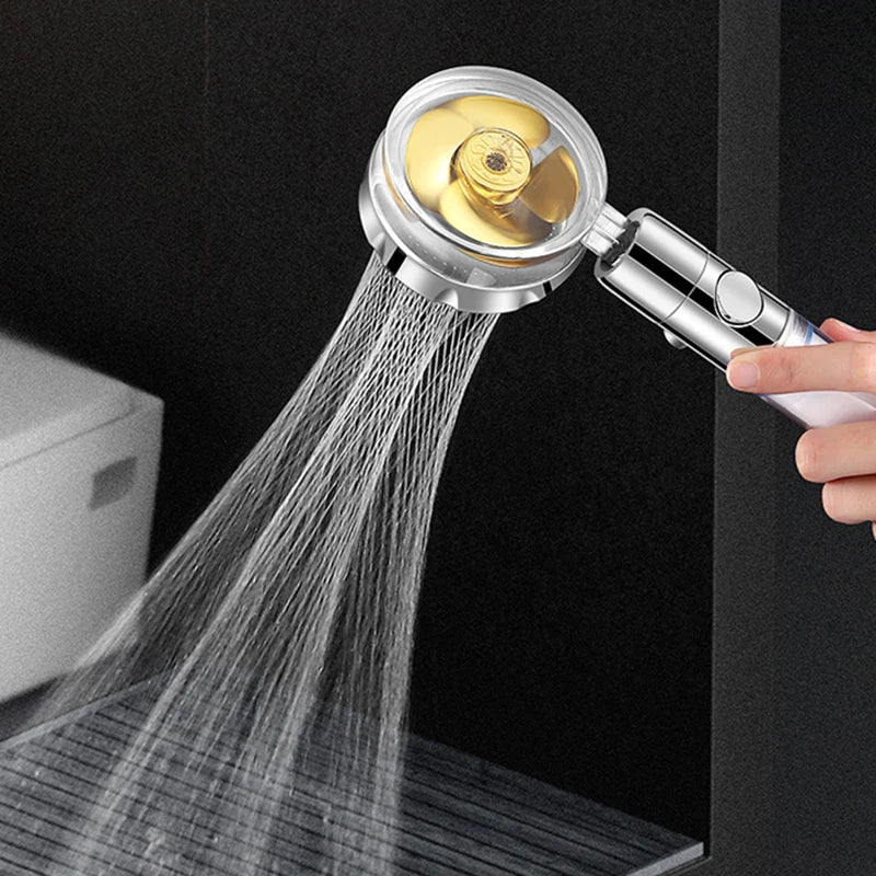 360 Degrees Rotation Turbo Fan Shower Head High Pressure Water Saving Spray Adjustable Showerhead Filters Bathroom Accessories