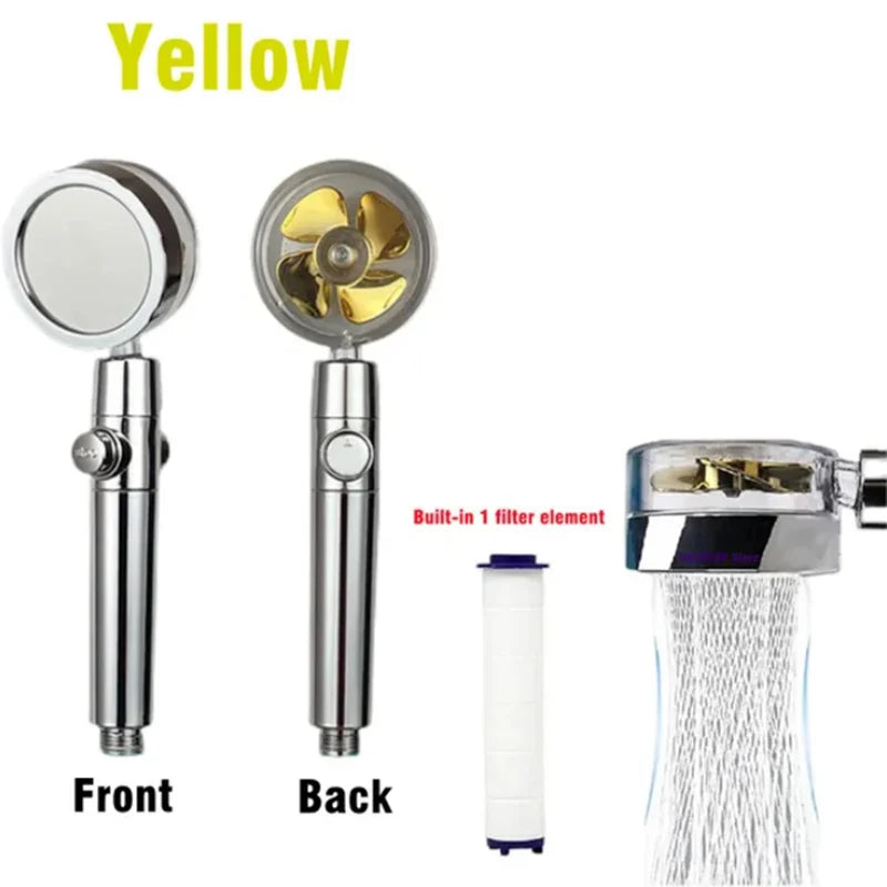 360 Degrees Rotation Turbo Fan Shower Head High Pressure Water Saving Spray Adjustable Showerhead Filters Bathroom Accessories