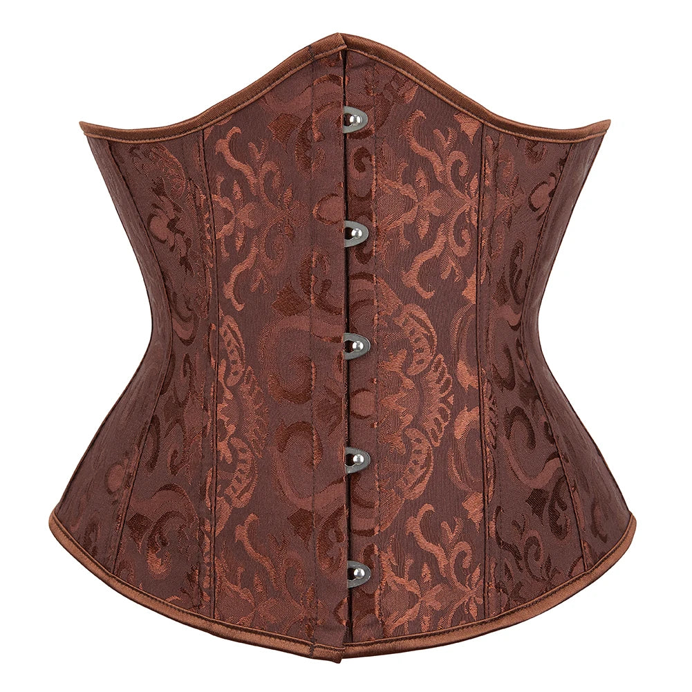Women Gothic Jacquard Underbust Corset Bustier Waist Cincher Slimming Body Shaper Corselete Lingerie Plus Size Party Clubwear