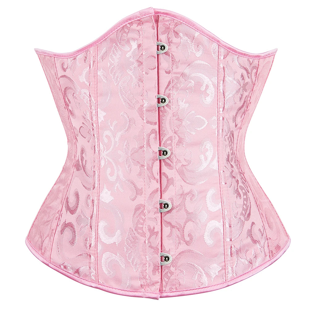 Women Gothic Jacquard Underbust Corset Bustier Waist Cincher Slimming Body Shaper Corselete Lingerie Plus Size Party Clubwear