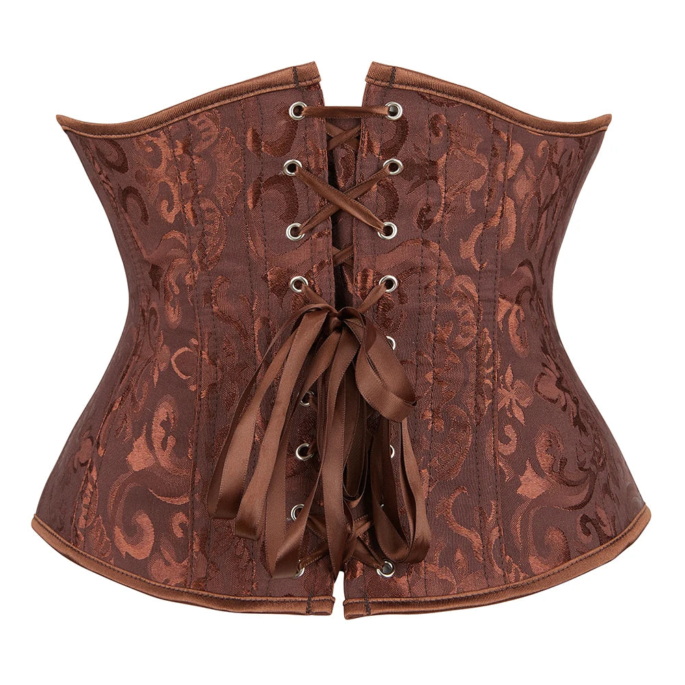 Women Gothic Jacquard Underbust Corset Bustier Waist Cincher Slimming Body Shaper Corselete Lingerie Plus Size Party Clubwear