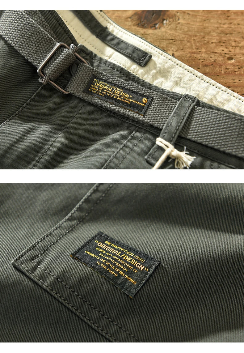 Yu Wenle Amekaji Trendy Versatile Workwear Pants Men American Retro Trousers Fashion Cargo Pants Man Straight Casual Baggy Pants
