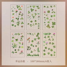 JIANQI 6pcs/pack Transparent PET Stickers Scrapbooking Materials DIY Junk Journal Collage Floral Leaves Plants Decor Stickers