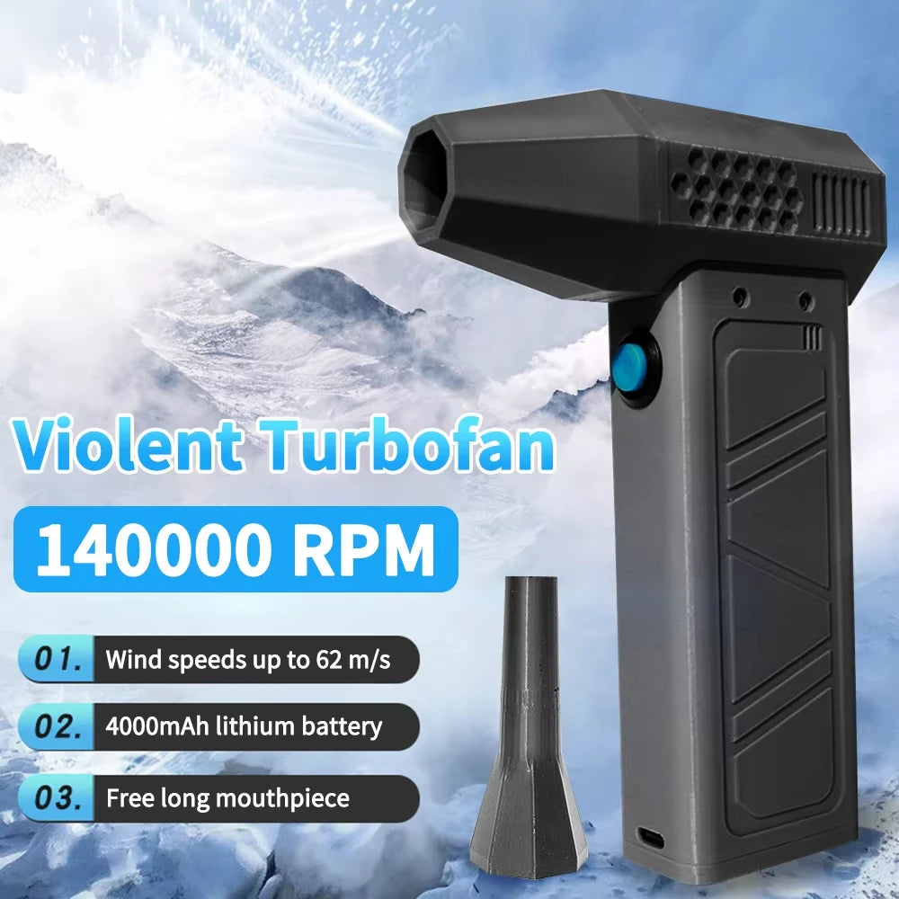 Air blower 140000RPM Turbo Jet Fan Brushless Motor Handheld Duct Fan 52M/S Portable Type-C Charging with Power Display ventilado