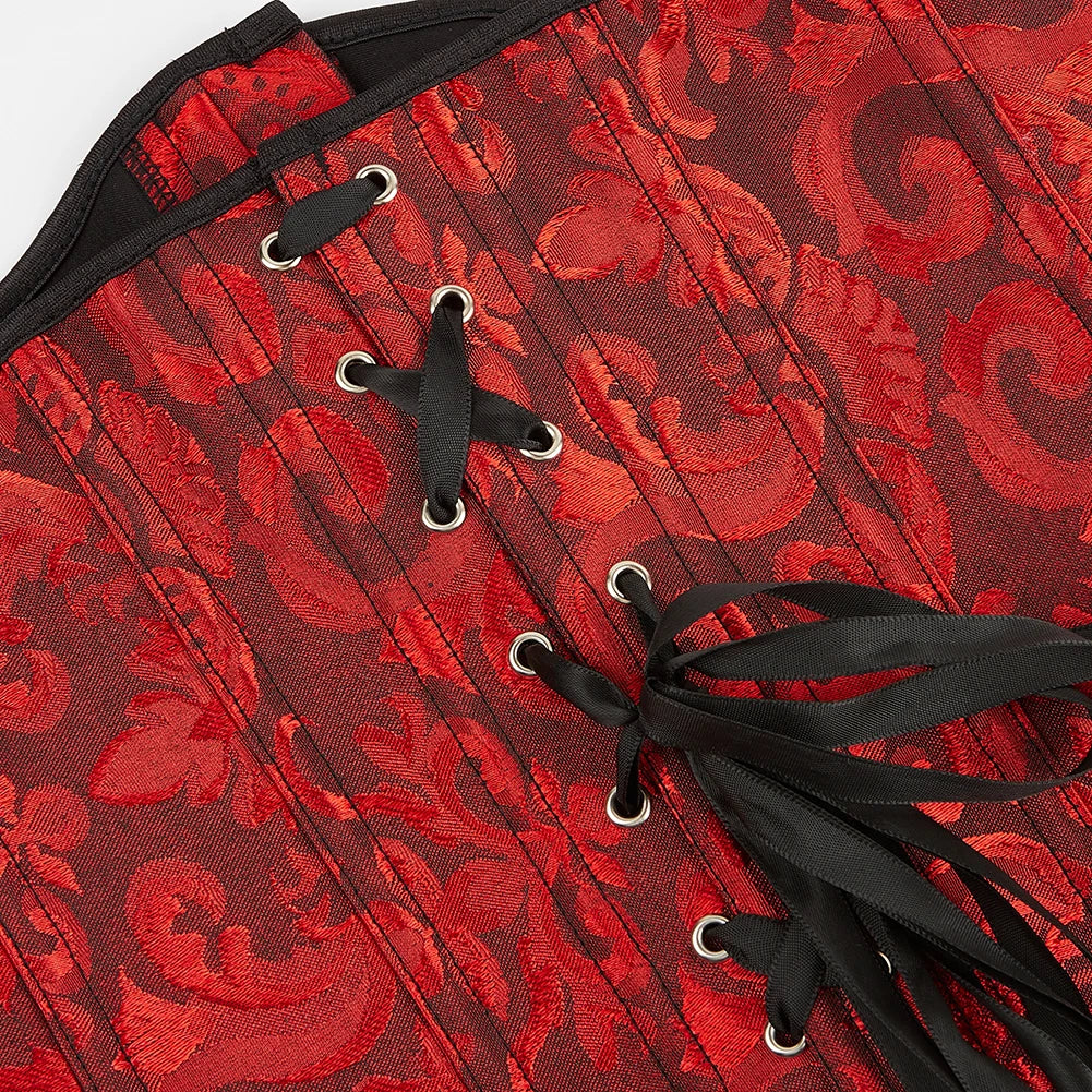 Women Gothic Jacquard Underbust Corset Bustier Waist Cincher Slimming Body Shaper Corselete Lingerie Plus Size Party Clubwear