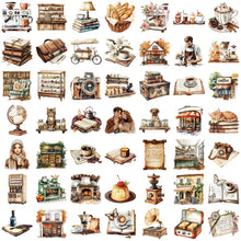 50pcs Retro Cafe Cartoon Graffiti Stickers Skateboard Water Bottle Notebook Mobile Phone Toy Decal Sticker PET Decoration