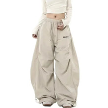 Women Casual Joggers Tech Pants Solid Low Waist Pants Drawstring Wide Leg Baggy Trousers Y2k Streetwear Oversize Sweatpants