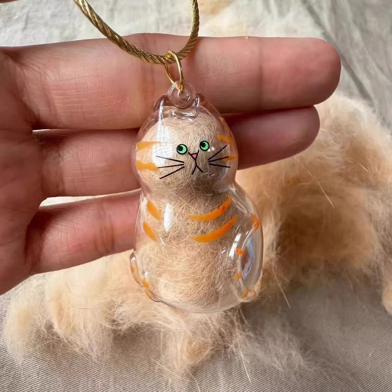 Transparent Cat/Dog Hair Collection Capsule Keychain Kawaii Memorial Pet Cat Dog Hair Capsule for Keychain DIY Pendant Accessory