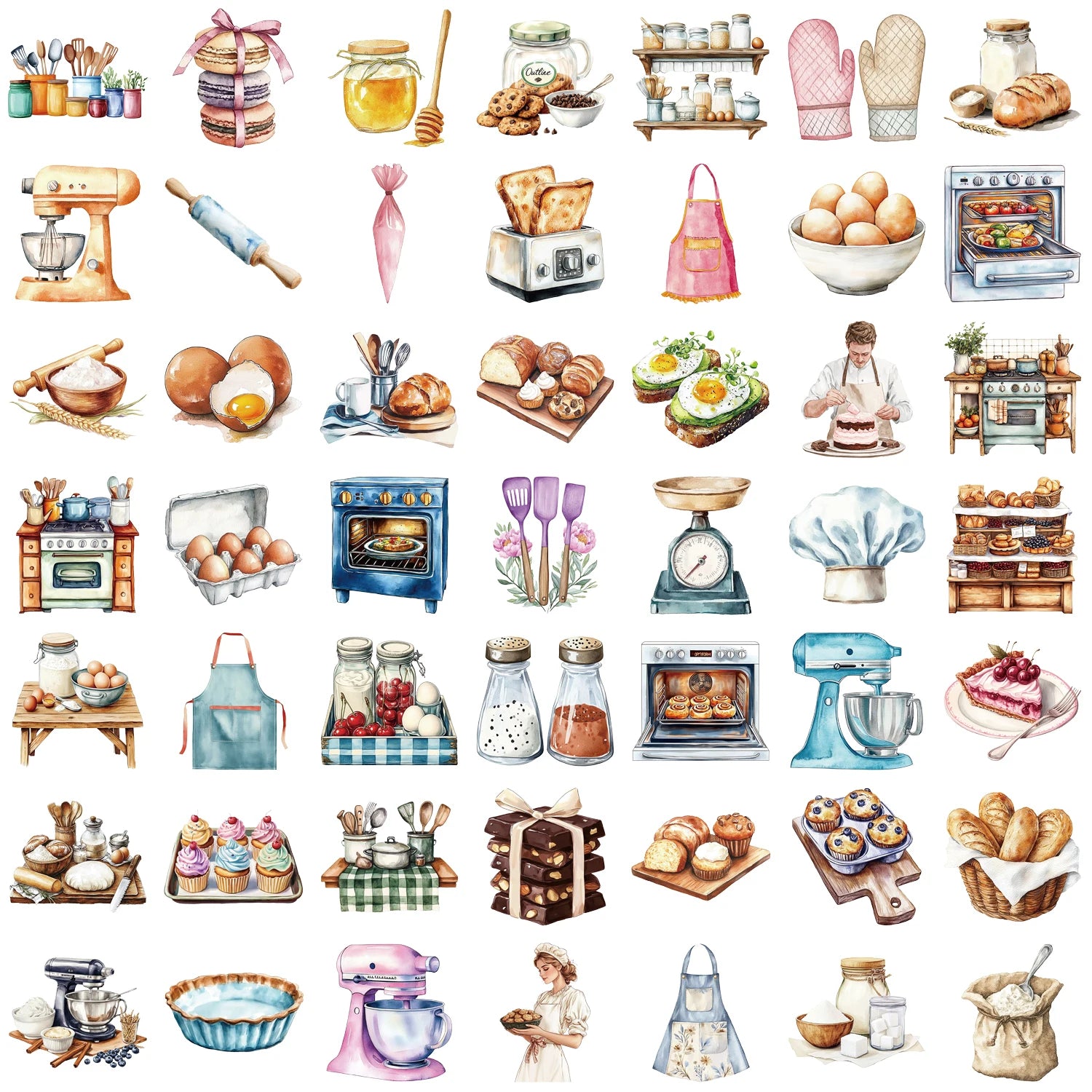 50pcs Retro Cafe Cartoon Graffiti Stickers Skateboard Water Bottle Notebook Mobile Phone Toy Decal Sticker PET Decoration