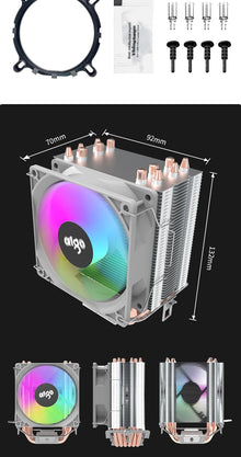 Aigo ICE CPU Cooler 2 4 6 Heat Pipes PC Radiator PWM 3PIN 90mm CPU Cooling Silent Rgb Fan For Intel 1700 1150 1156 1366 1155 AMD
