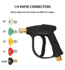 SEAMETAL Car Wash Gun Short Handle High Pressure Washer Gun with 5 Spray Nozzle Tips For Car Washing And Garden Cleaning Tools