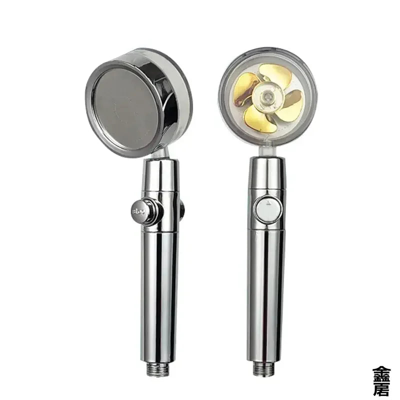 Pressurized Shower Head Water Saving 360 Rotating Twin Turbo Pressurized Propeller Fan Shower Head Bathroom Accessories