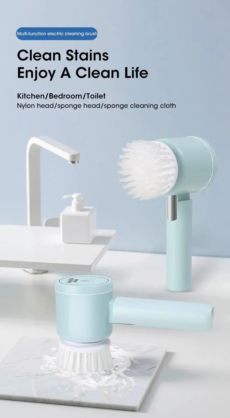 2025 Cordless Electric Spin Scrubber with 5 Brushes,IPX7 Waterproof Rechargeable Bathroom Cleaner for Tile/Shower/Grout Cleaning