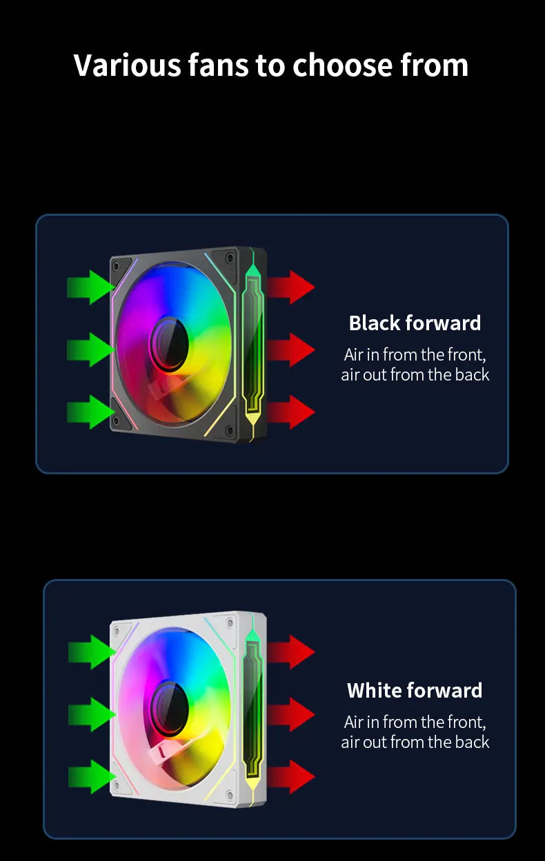TEUCER LJ-4Pro Computer Case Fan ARGB Mirror Cycle 120mm 4Pin PWM PC Quiet Cooling Fan Low Noise Chassis Fan