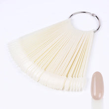 50pcs False Nail Display Tips Clear Nature Color Chart Oval Fan Style UV Gel Polish Swatch Shows Palette Practice Manicure Tools