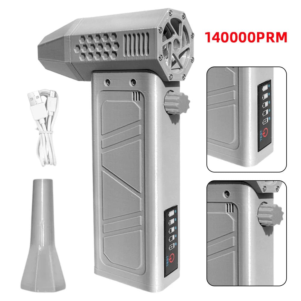 Air blower 140000RPM Turbo Jet Fan Brushless Motor Handheld Duct Fan 52M/S Portable Type-C Charging with Power Display ventilado