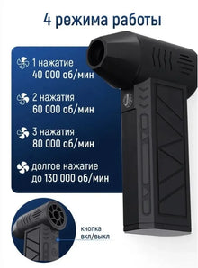 Mini Turbo Jet Fan Electric Air Duster with 3 Gear Adjustable 130000RPM Wind Speed 52m/s Car Computer Cleaning Blower Tool
