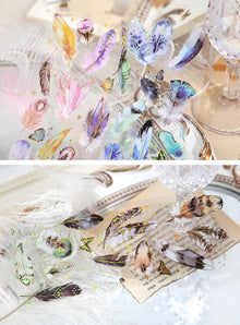 3pcs Kawaii Feather Dragonfly Bird Jellyfish Decorative Stickers Pack Scrapbooking Material Label Diary Phone Journal Planner