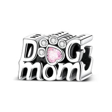 Dogs Pet Charms 925 Silver Heart Shaped Pink Zircon Claws Pendants Fit Original S925 Bracelets Fine DIY Birthday Jewelry Gifts