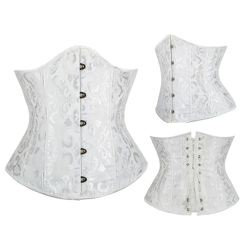 Women Gothic Jacquard Underbust Corset Bustier Waist Cincher Slimming Body Shaper Corselete Lingerie Plus Size Party Clubwear