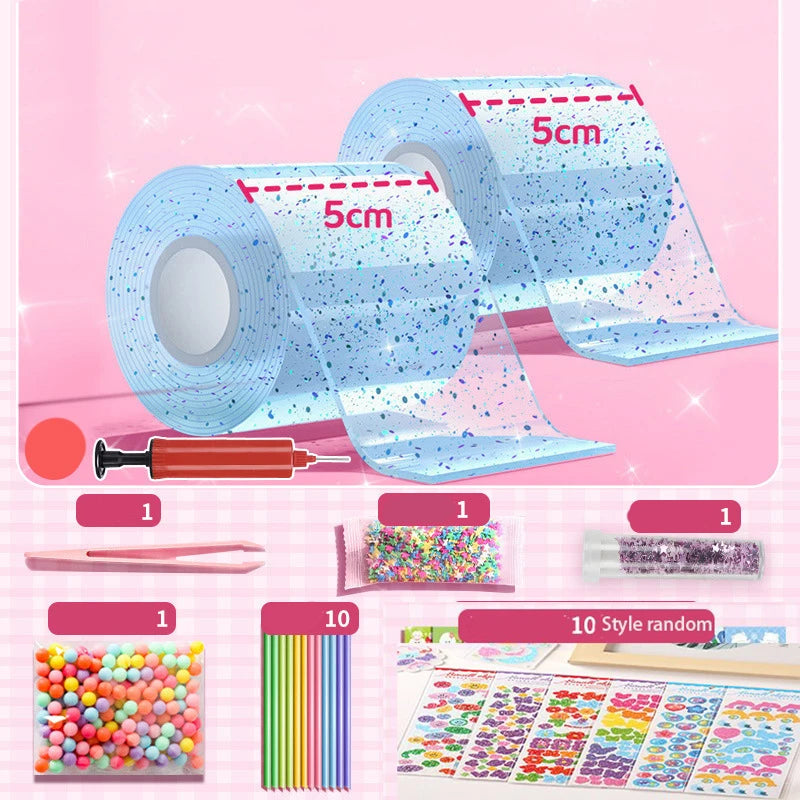 DIY Blow Bubble Nano Tape Full Set of PET Nano Glue Knead Music Double-Sided Tape Decompression Toy Stickers Gift