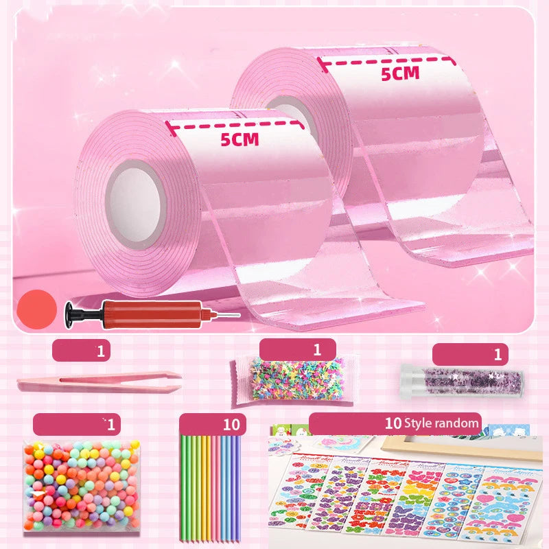 DIY Blow Bubble Nano Tape Full Set of PET Nano Glue Knead Music Double-Sided Tape Decompression Toy Stickers Gift