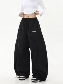 Casual Chic Sweatpant Retro Matching Oversize Women's Wide Leg Pant Low Waist Drawstring Lady Cargo Pants Y2K Hip Hop Streetwear