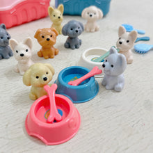 8pcs/set Cute Dog Pet Basket Family Toys Dog Doll Set Dog Cage Toys Scene Playing Toys Christmas Decoration  Gifts