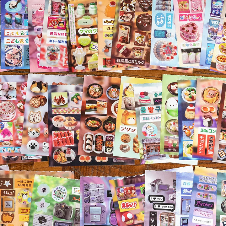 20 Sheets PET Die cut Stickers book Retro Cartoon Decorative handmade Scrapbooking Material Diary Japanese Stationery Supplies