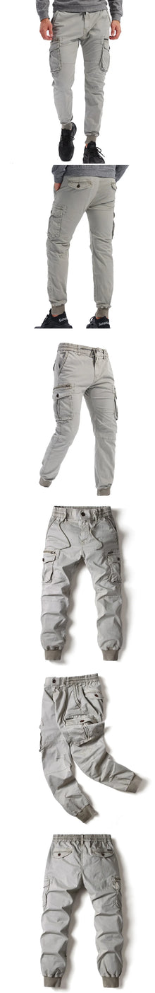New Cotton Men Cargo Pants Khaki Casual Men Tactical Joggers Cargo Multi-Pocket Fashion Black Army Light gray Trousers Work Wear