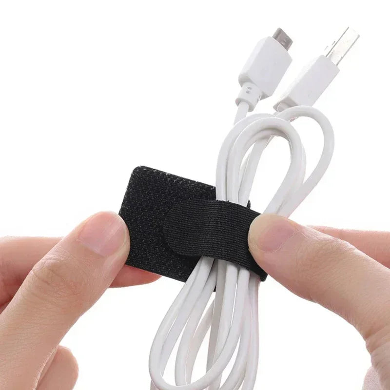 Self Adhesive Reusable Hook and Loop Cable Ties - Adjustable Cord Organizer Straps for Desk, Home & Office Cable Management