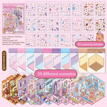 New PET Miniature Scene Collection Cartoon Visual Stacking Landscape Sticker Book DIY 3D 3D Pocket Cabin Scene Stickers Kids