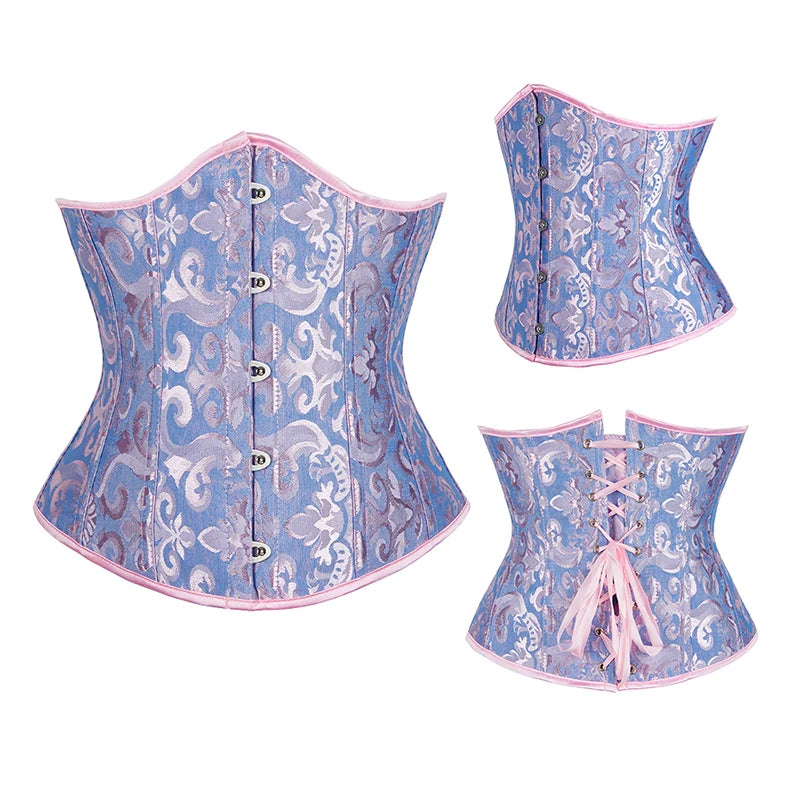 Women Gothic Jacquard Underbust Corset Bustier Waist Cincher Slimming Body Shaper Corselete Lingerie Plus Size Party Clubwear