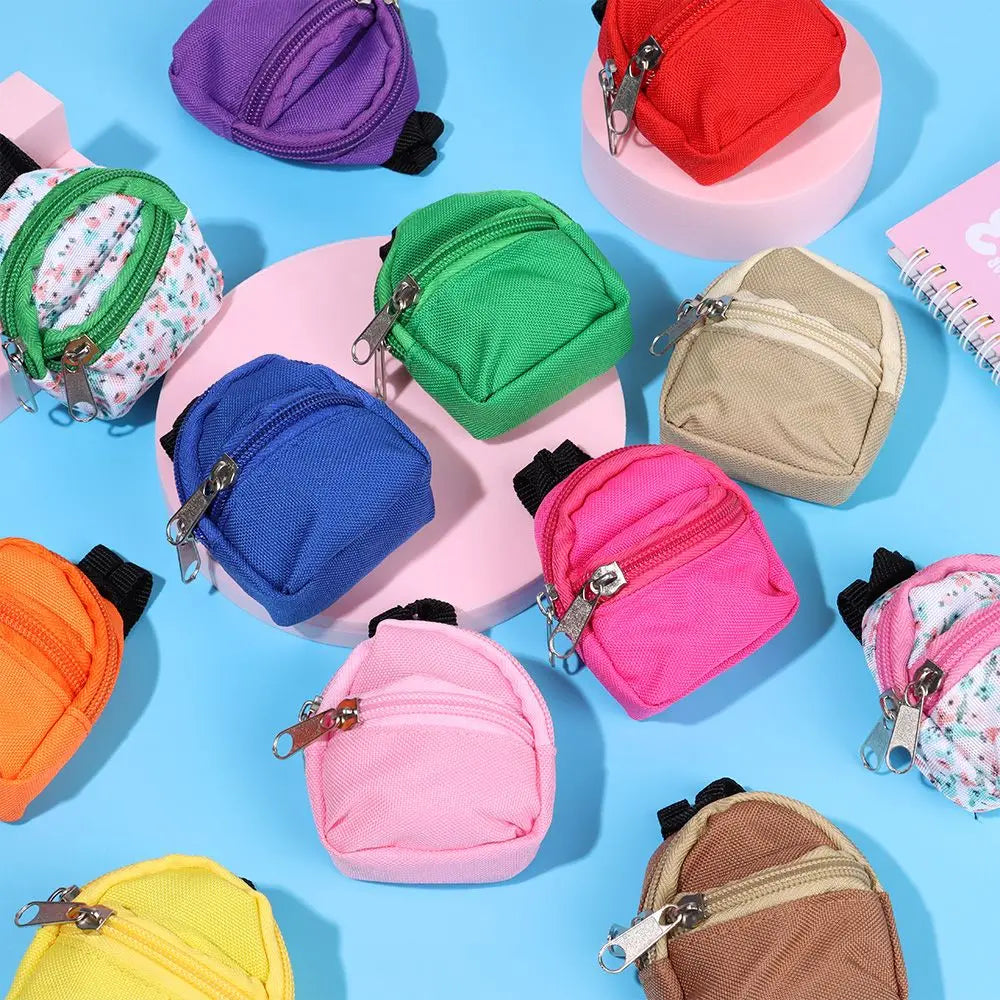 Mini Zipper Doll Backpacks Cute School Bags Doll Backpacks Doll Bags Travel Case Doll Accessories Toy Supplies for Doll Play