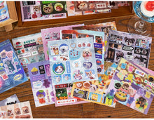 20 Sheets PET Die cut Stickers book Retro Cartoon Decorative handmade Scrapbooking Material Diary Japanese Stationery Supplies