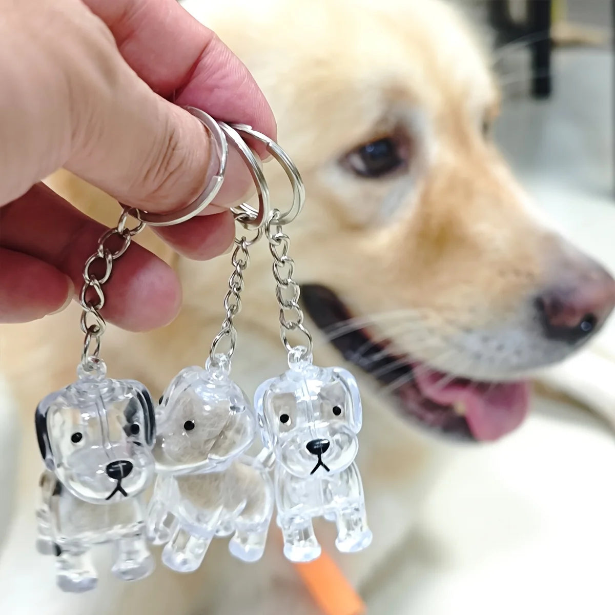 Creative Dog Hair Storage Keychain Transparent Dog\Cat Shape Memorial Pendant Handmade DIY Pet Souvenirs for Pet Lovers Gift