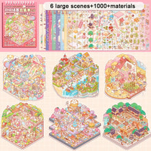New PET Miniature Scene Collection Cartoon Visual Stacking Landscape Sticker Book DIY 3D 3D Pocket Cabin Scene Stickers Kids
