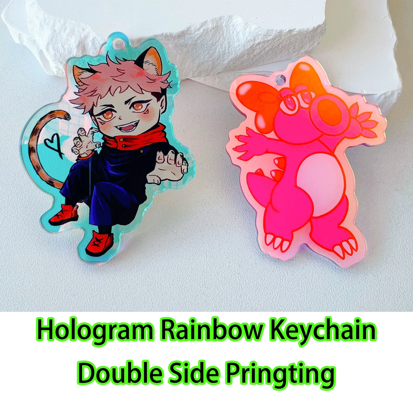 Custom Logo Acrylic Keychain Cat Dog ID Charm Print Holographic Personal Photo Pet Souvenir Birthday Gift Tag Name Key Chain