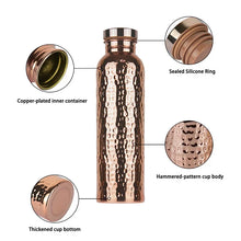 New 800ML Electroplated Copper Water Bottle One-Click Open Lid Stainless Steel Hammer Pattern Cup Sports Water Bottle