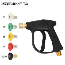 SEAMETAL Car Wash Gun Short Handle High Pressure Washer Gun with 5 Spray Nozzle Tips For Car Washing And Garden Cleaning Tools