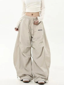 Casual Chic Sweatpant Retro Matching Oversize Women's Wide Leg Pant Low Waist Drawstring Lady Cargo Pants Y2K Hip Hop Streetwear