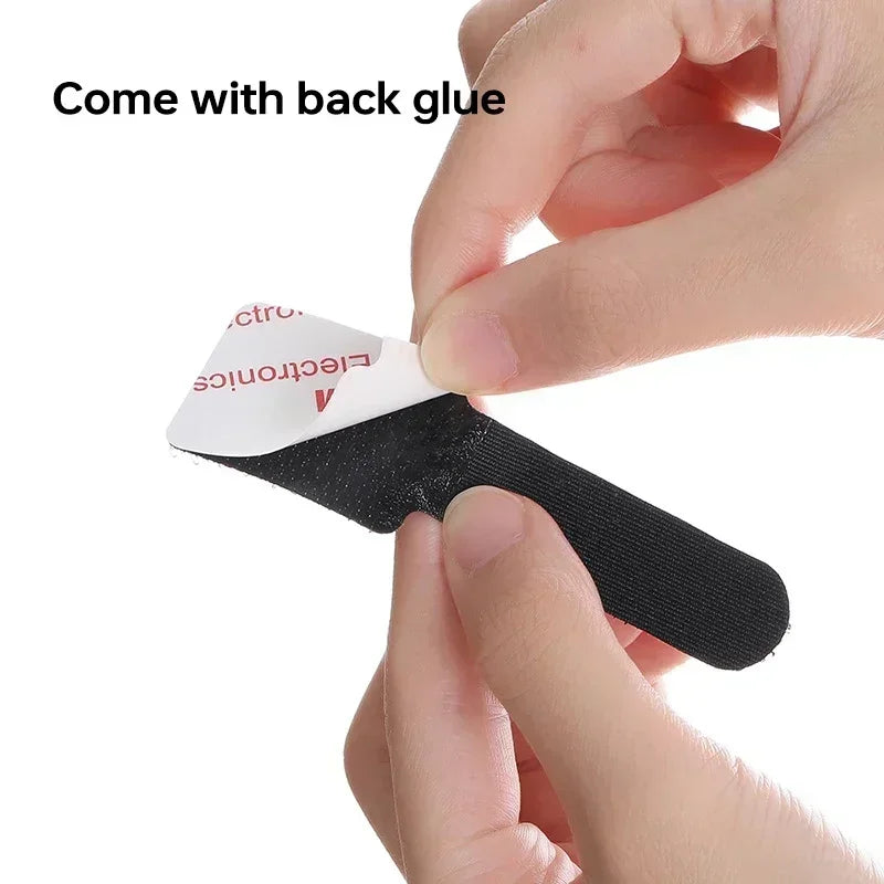 Self Adhesive Reusable Hook and Loop Cable Ties - Adjustable Cord Organizer Straps for Desk, Home & Office Cable Management