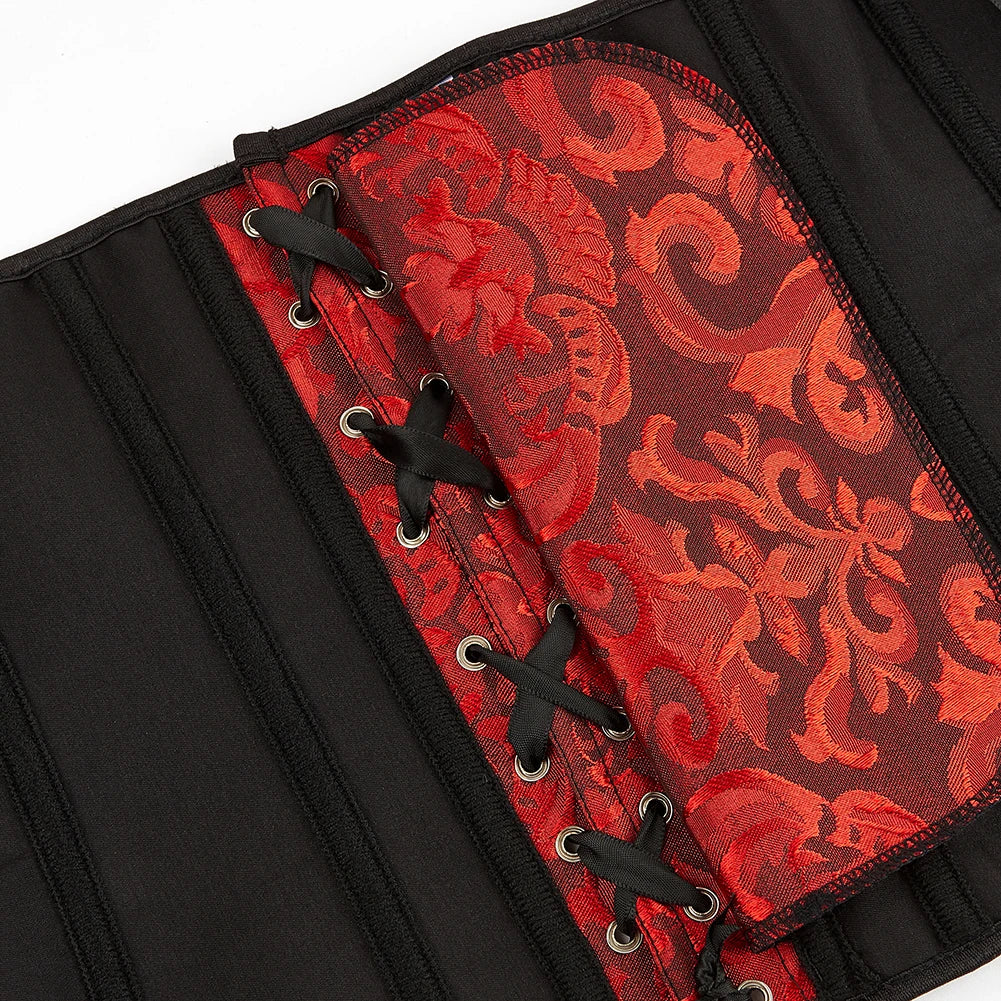 Women Gothic Jacquard Underbust Corset Bustier Waist Cincher Slimming Body Shaper Corselete Lingerie Plus Size Party Clubwear