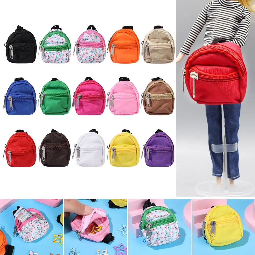 Mini Zipper Doll Backpacks Cute School Bags Doll Backpacks Doll Bags Travel Case Doll Accessories Toy Supplies for Doll Play
