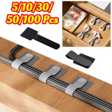 Self Adhesive Reusable Hook and Loop Cable Ties - Adjustable Cord Organizer Straps for Desk, Home & Office Cable Management