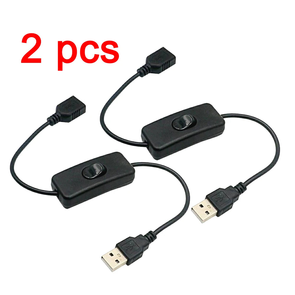 2 Pcs USB Cable With Switch ON/OFF Cable Extension Toggle for USB Lamp USB Fan LED Power Supply Line Durable Adapter USB Headset