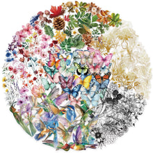 50/300PCS Ink Flower Sticker Pack Waterproof Transparent PET Brochure Flower Material Decorative Guitar Notebook Stickers