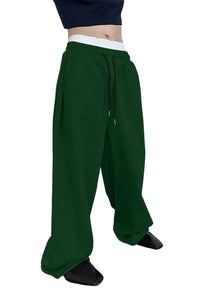 Men's wide leg sweatpants waist drawstring pants straight leg loose pants casual pants Mountaineering pants Jogger Sweatpants