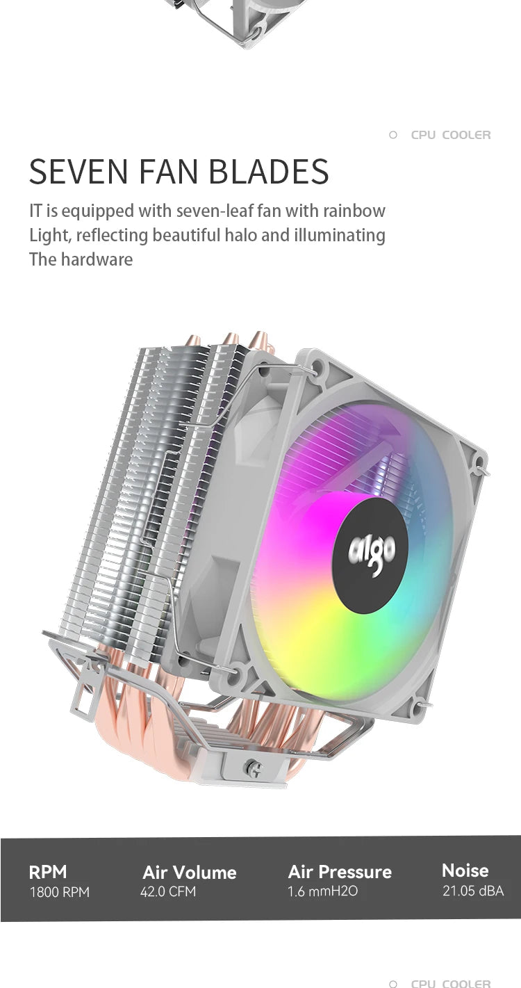 Aigo ICE CPU Cooler 2 4 6 Heat Pipes PC Radiator PWM 3PIN 90mm CPU Cooling Silent Rgb Fan For Intel 1700 1150 1156 1366 1155 AMD