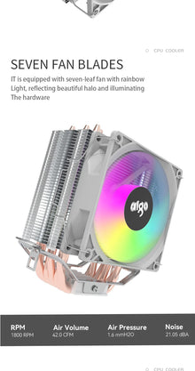 Aigo ICE CPU Cooler 2 4 6 Heat Pipes PC Radiator PWM 3PIN 90mm CPU Cooling Silent Rgb Fan For Intel 1700 1150 1156 1366 1155 AMD